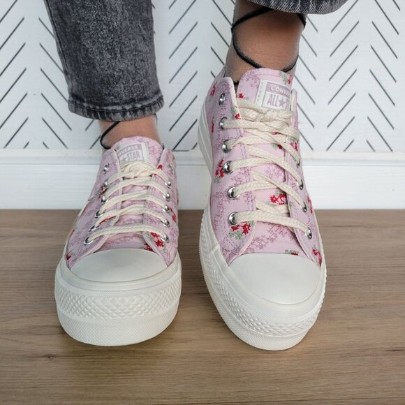 ❤️Chuck Taylor All Star Lift Platform Cross Stitch 7.5 Women Shoes Pink A13660C - Picture 6 of 13